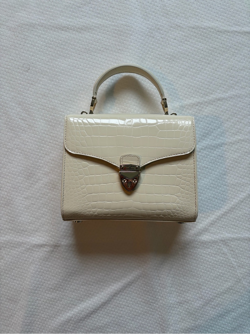 Aspinal of London | Midi Mayfair - Ivory Patent Croc